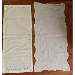13x32 & 16x35 Handmade Table Runners Embroidery & Floral Details Vtg